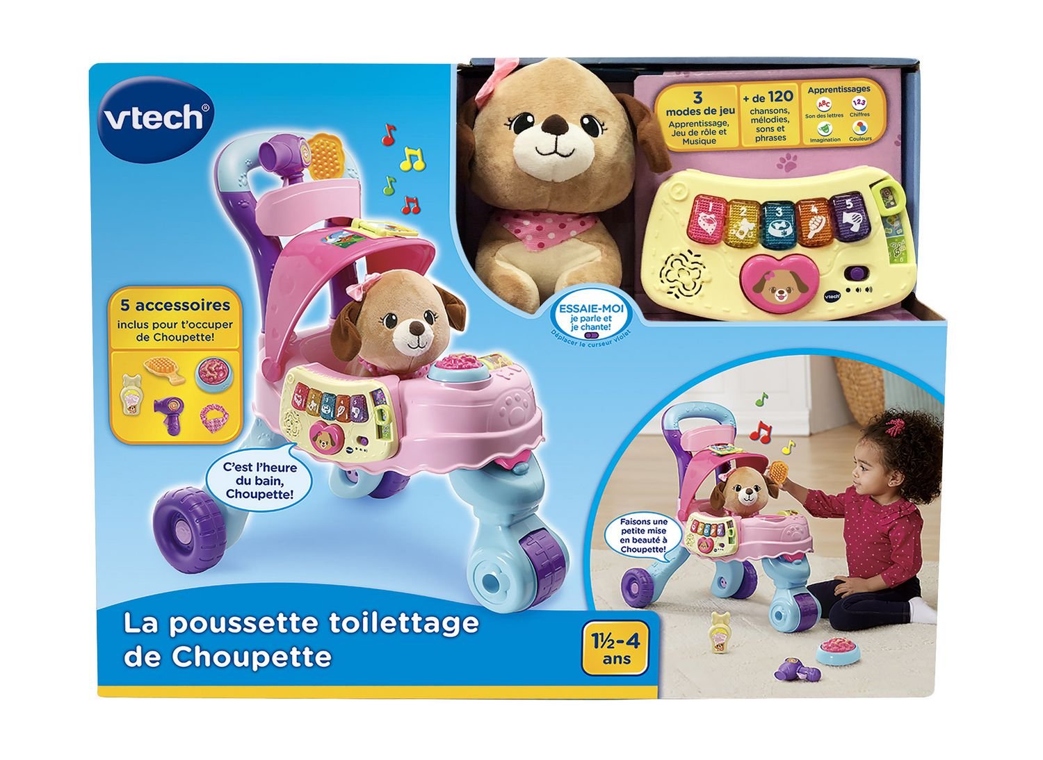 15 Vtech 80179706 Cutie Paws Puppy Stroller Pink (French Version